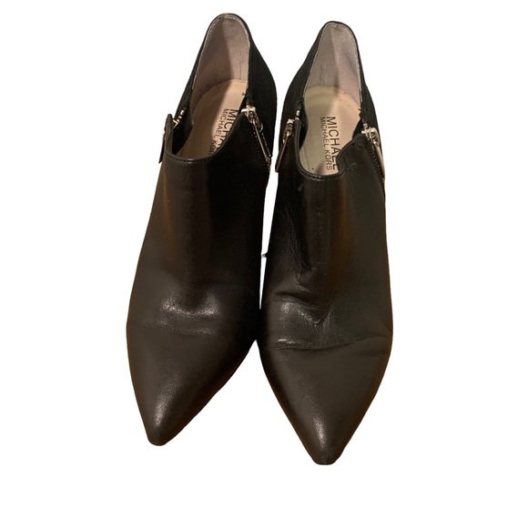 Michael Kors black leather pointed toe zip up stiletto ankle boots booties sz 8 - Picture 3 of 9